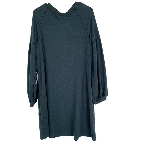 NWT Max Studio Green Raglan Pullover Shirt Dress XL NWT Bishop Sleeve RT10533 - Picture 6 of 9